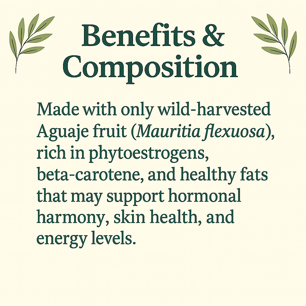 Organic Aguaje Capsules – Vegan, Non-GMO, Wild-Harvested Peruvian Superfood – Natural Supplement for Women’s Wellness, Skin & Hormonal Balance