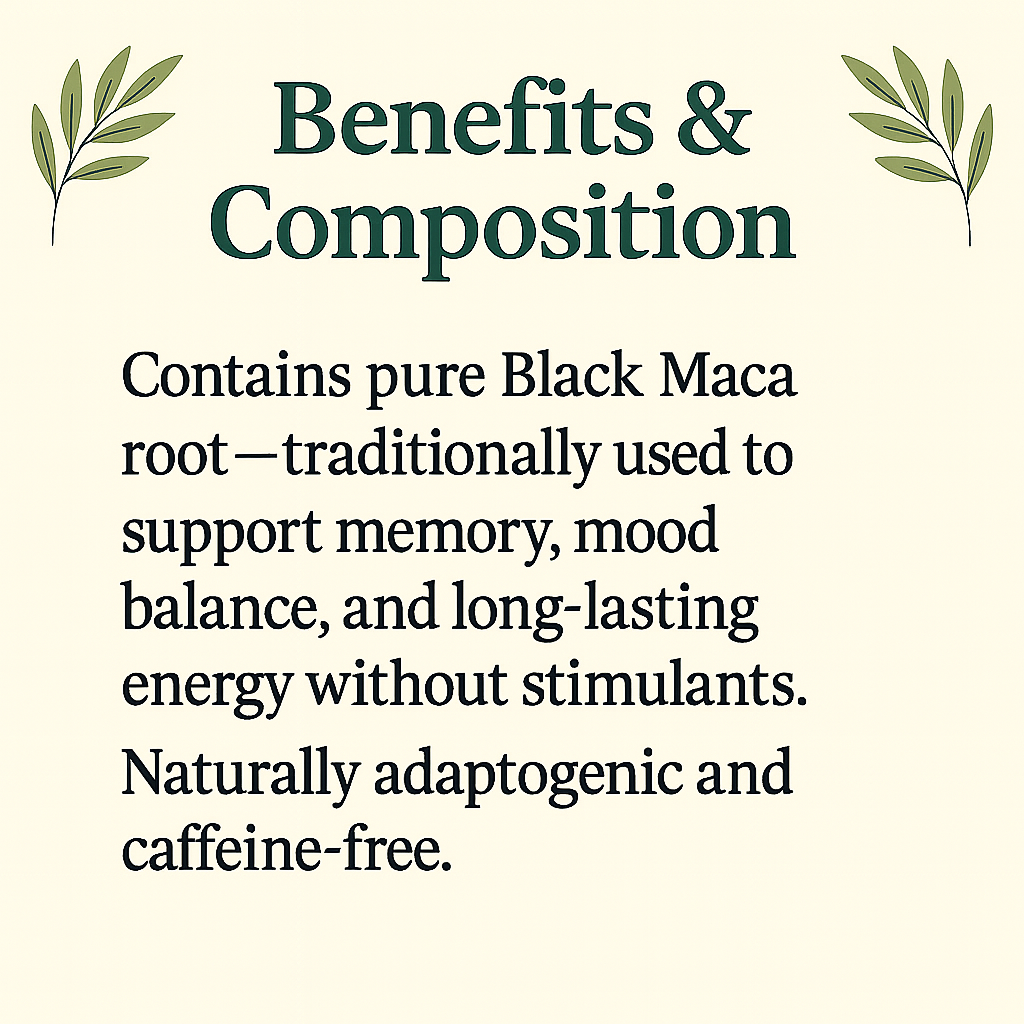 Black Maca Capsules | Natural Energy & Memory Support | Lepidium meyenii | Vegan, Non-GMO, Plant-Based Supplement