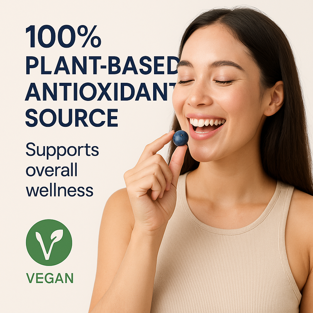 Organic Blueberry Capsules – Natural Antioxidant Support – Vegan, Non-GMO, Wild-Harvested Berry Supplement