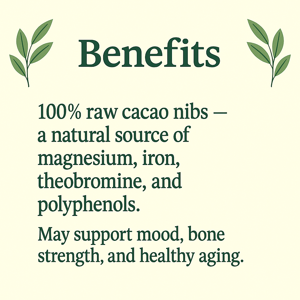 Organic Cacao Nibs, 100% Pure, Vegan, Non-GMO, Antioxidant Superfood, Natural Energy & Mood Support, Raw Chocolate Crumbs