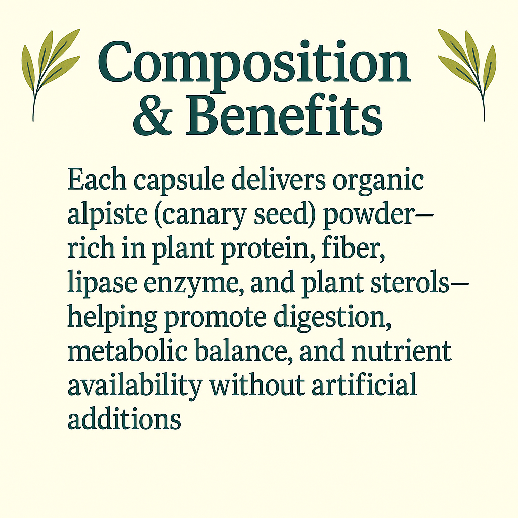 Organic Canary Seed Capsules – Alpiste Plant‑Based Protein & Metabolic Support · Vegan · Non‑GMO Superfood