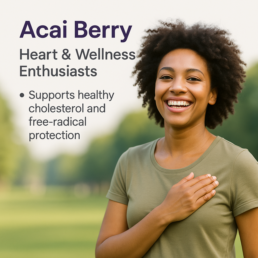 Organic Acai Berry Capsules – Vegan, Non‑GMO, Freeze‑Dried Antioxidant Supplement for Heart, Immune & Digestive Wellness