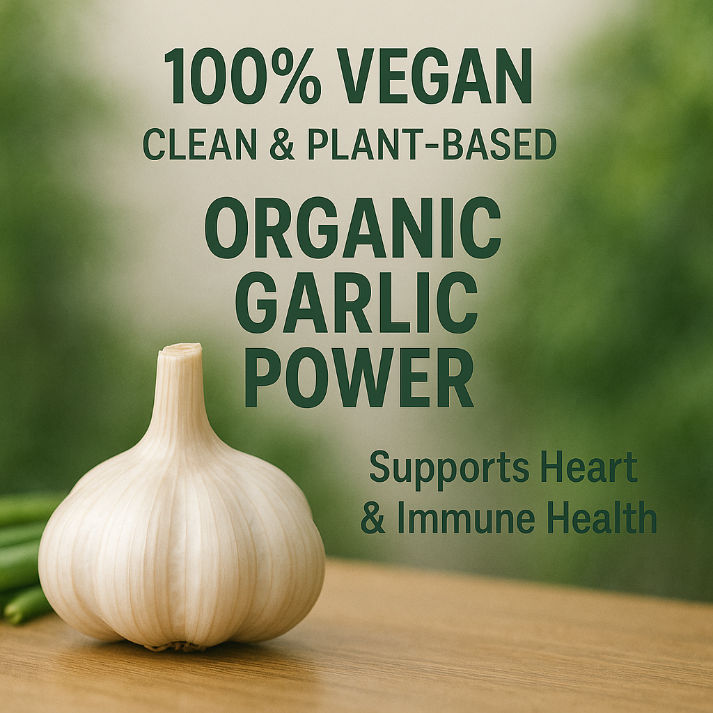Organic Garlic Capsules – Vegan, Non‑GMO, Natural Garlic Supplement with Allicin Support
