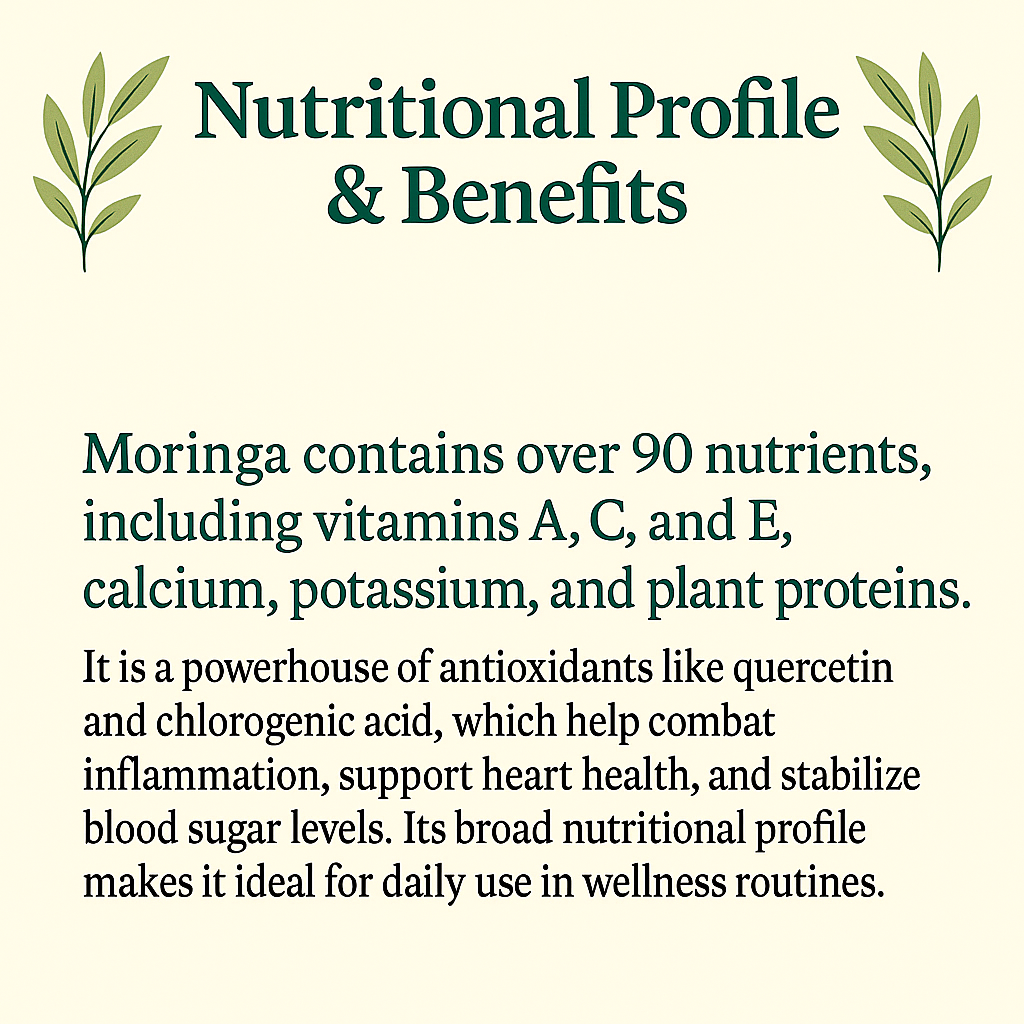 Moringa Powder, Organic Superfood Leaf, Vegan, Non-GMO, Natural Energy and Immune Support, Green Nutrient-Rich Supplement
