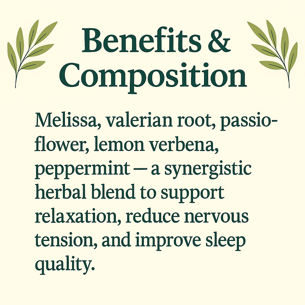 Natural Relaxation Blend, Herbal Sleep Support, Melissa, Valerian, Passionflower, Lemon Balm, Non-GMO, Vegan Calming Supplement