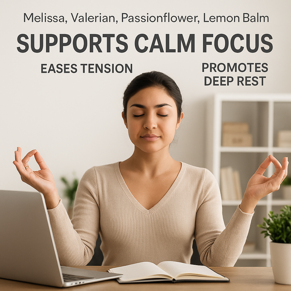 Natural Relaxation Blend, Herbal Sleep Support, Melissa, Valerian, Passionflower, Lemon Balm, Non-GMO, Vegan Calming Supplement