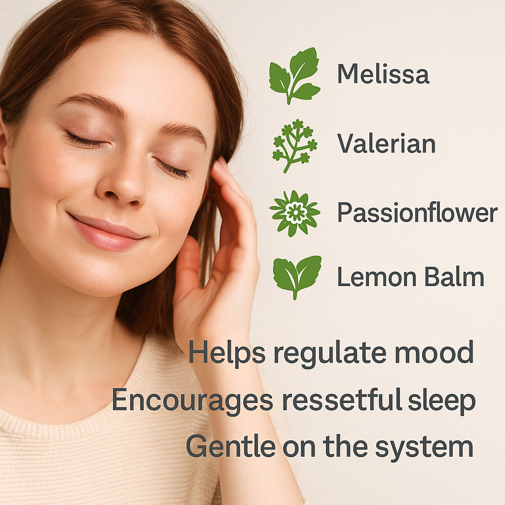 Natural Relaxation Blend, Herbal Sleep Support, Melissa, Valerian, Passionflower, Lemon Balm, Non-GMO, Vegan Calming Supplement