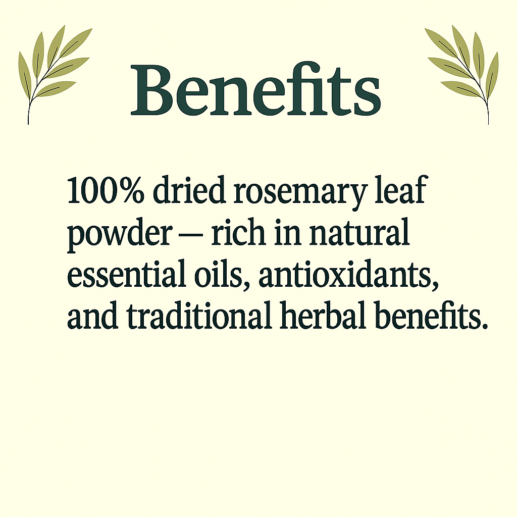 Rosemary Powder, Natural Culinary and Herbal Ingredient, Vegan, Non-GMO, Dried Herb, Aromatic Seasoning and Tea Blend