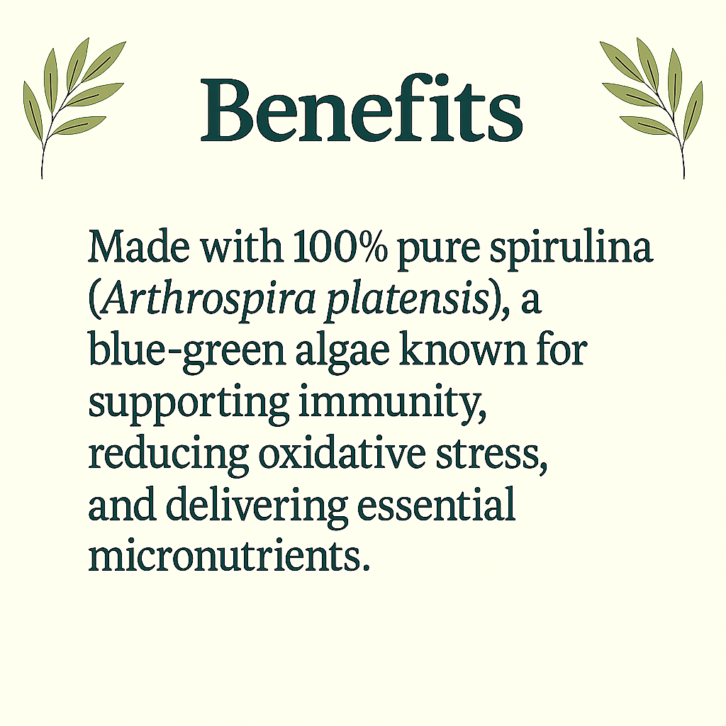 Spirulina Capsules | Natural Superfood Supplement | Arthrospira Platensis | Vegan, Non-GMO, Immune & Energy Support