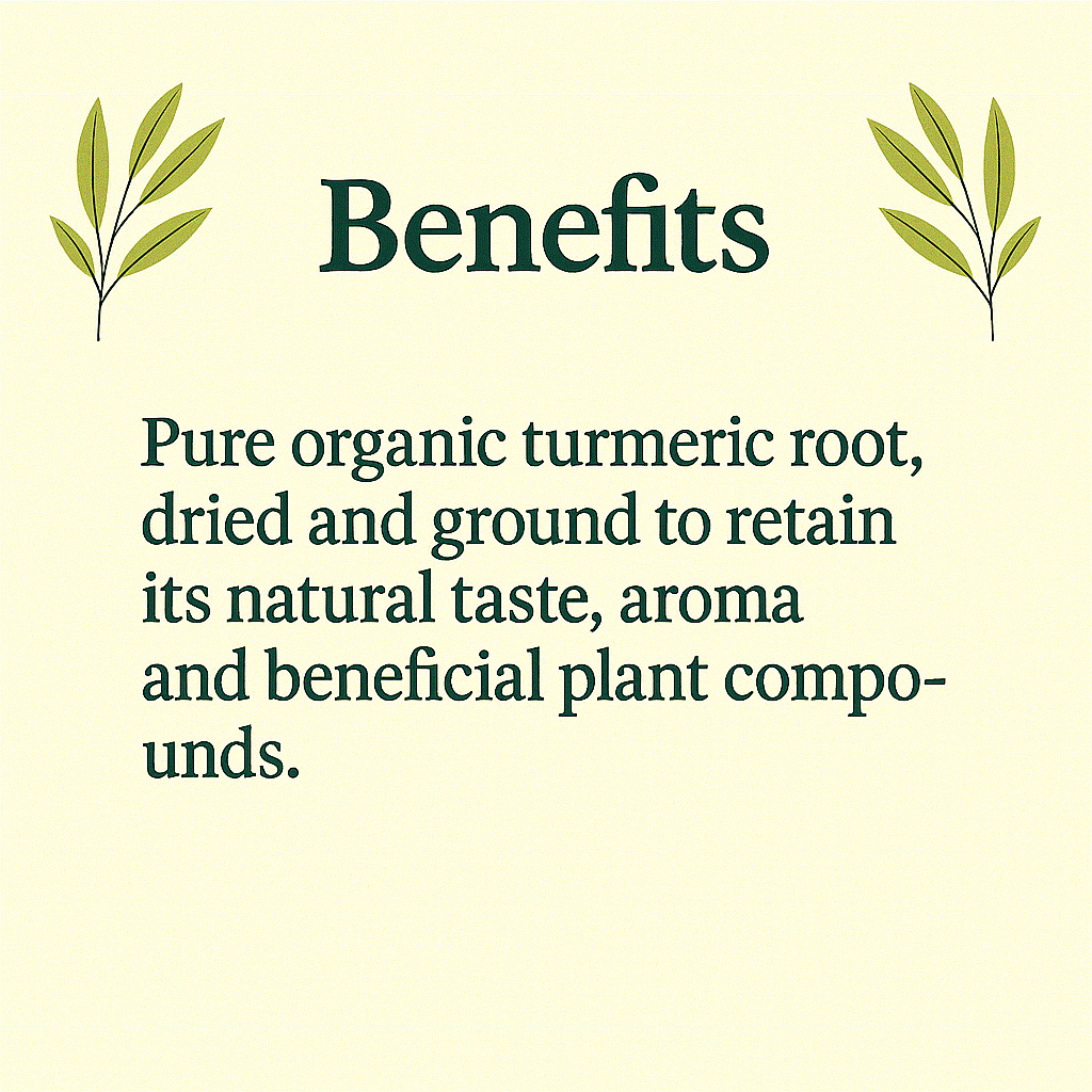 Organic Turmeric Powder – 100% Natural Ground Root, Vegan, Non-GMO, Golden Superfood