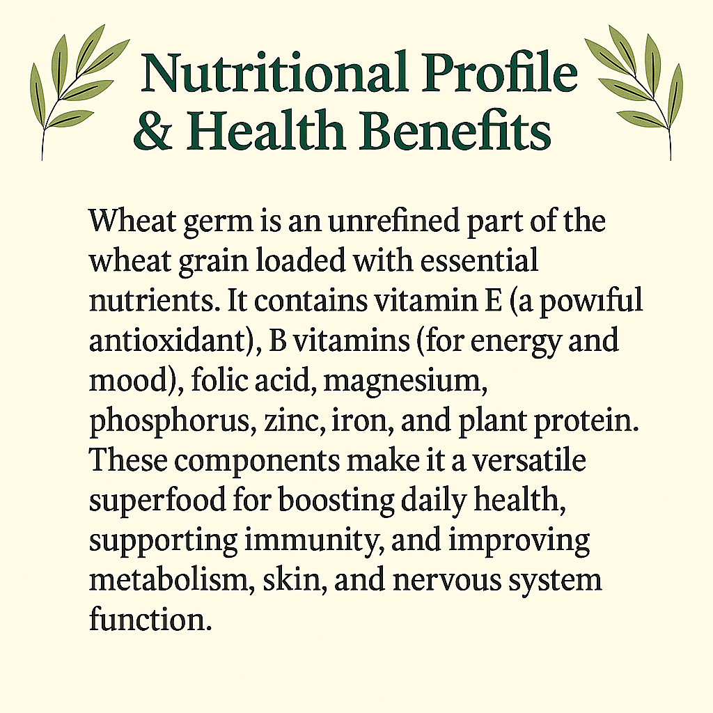 Wheat Germ, Natural Source of Vitamin E and Fiber, Non-GMO, Plant-Based, Vegan, Nutrient-Rich Whole Food Ingredient