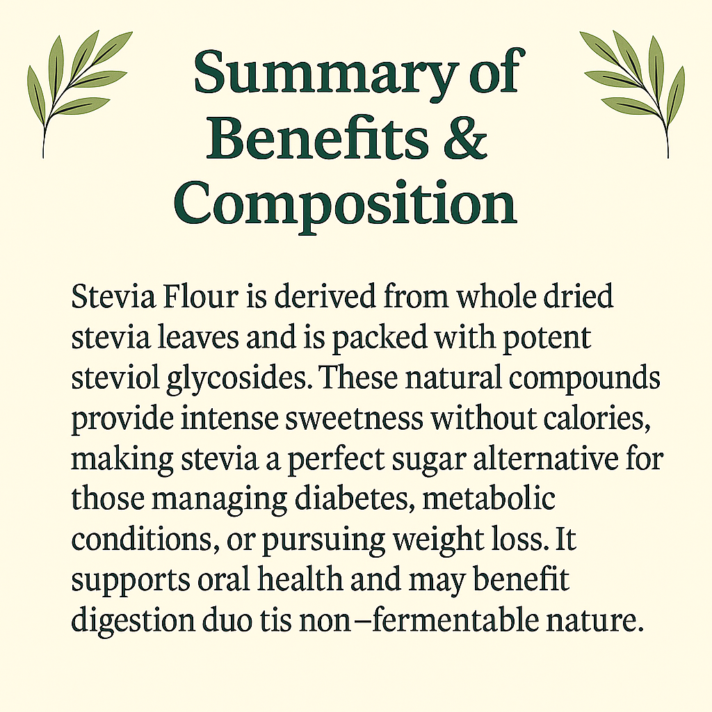 Organic Stevia Powder, Vegan, Non-GMO, Natural Sweetener, Zero Calorie Sugar Alternative, Plant-Based Extract