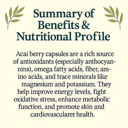 Organic Acai Berry Capsules – Vegan, Non‑GMO, Freeze‑Dried Antioxidant Supplement for Heart, Immune & Digestive Wellness