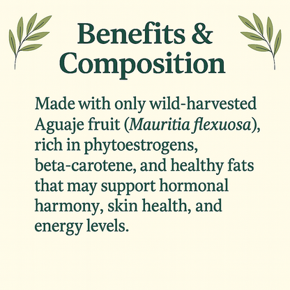 Organic Aguaje Capsules – Vegan, Non-GMO, Wild-Harvested Peruvian Superfood – Natural Supplement for Women’s Wellness, Skin & Hormonal Balance