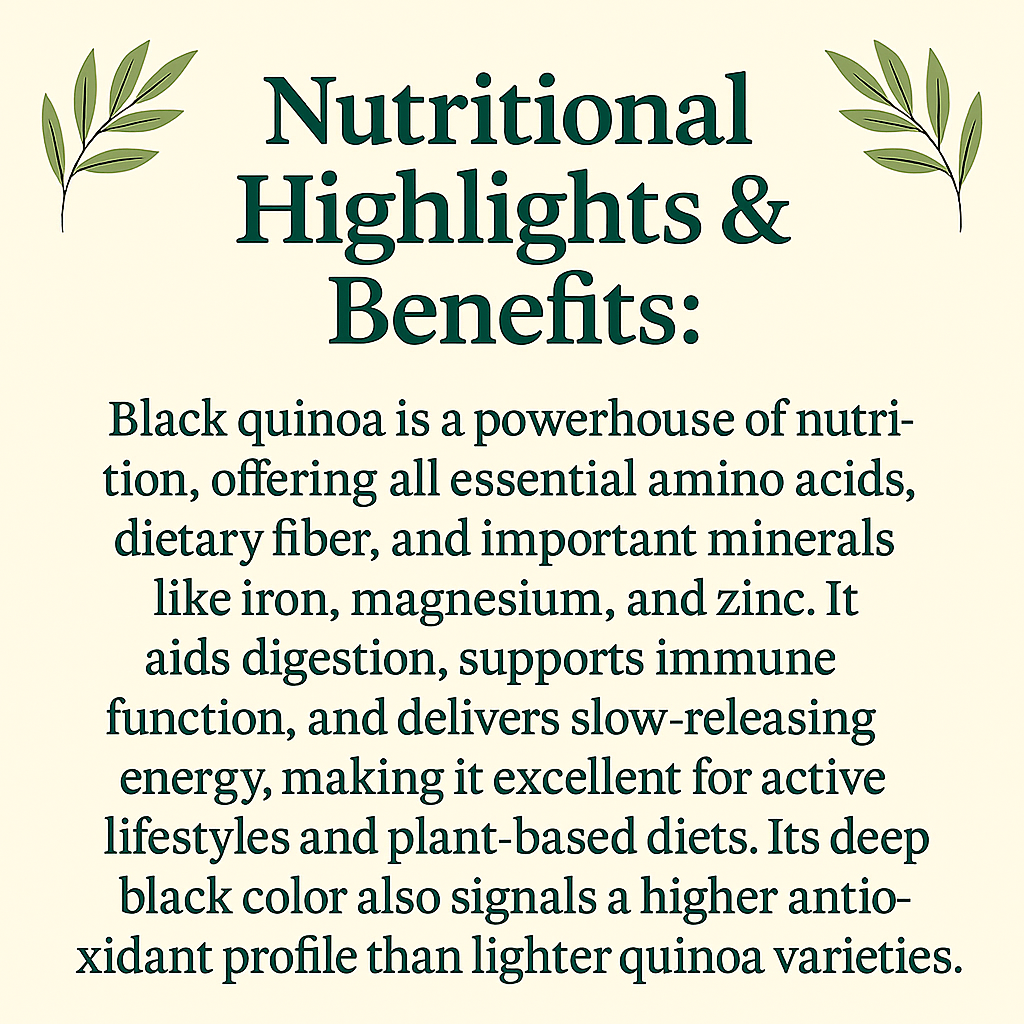 Black Quinoa, Organic Andean Supergrain, High Protein and Fiber, Vegan, Gluten-Free, Non-GMO, Whole Plant-Based Food