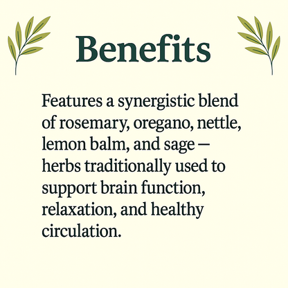 Cerebral Capsules | Herbal Brain Support Blend | Rosemary, Oregano, Nettle, Lemon Balm & Sage | Vegan, Natural, Non-GMO