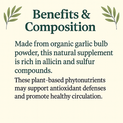 Organic Garlic Capsules – Vegan, Non‑GMO, Natural Garlic Supplement with Allicin Support