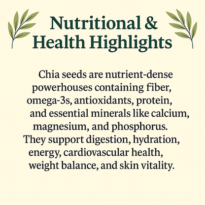 Organic Chia, Vegan, Non-GMO, Raw Superfood, Natural Omega-3 & Fiber Source, Plant-Based Supplement