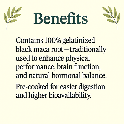 Gelatinized Black Maca Capsules | Natural Energy, Focus & Vitality | Lepidium Peruvianum | Vegan, Non-GMO, Plant-Based