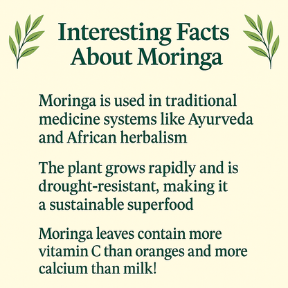 Moringa Powder, Organic Superfood Leaf, Vegan, Non-GMO, Natural Energy and Immune Support, Green Nutrient-Rich Supplement