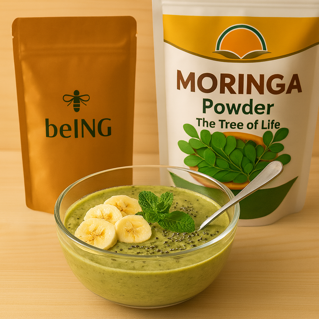 Moringa Powder, Organic Superfood Leaf, Vegan, Non-GMO, Natural Energy and Immune Support, Green Nutrient-Rich Supplement