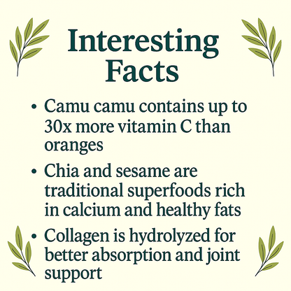 OsteoMax Natural Joint Support, Hydrolyzed Collagen, Camu Camu, Chia, Sesame, Calcium & Vitamin C, Non-GMO, Plant-Based Supplement