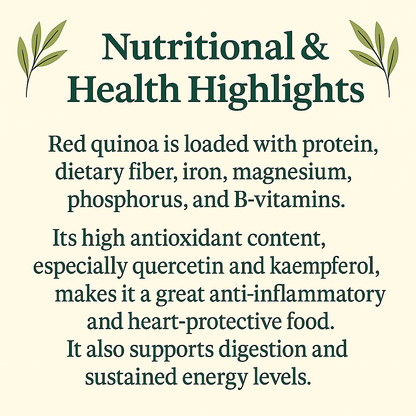 Red Quinoa, Organic Peruvian Supergrain, High Protein and Fiber, Gluten-Free, Vegan, Non-GMO, Whole Plant-Based Food