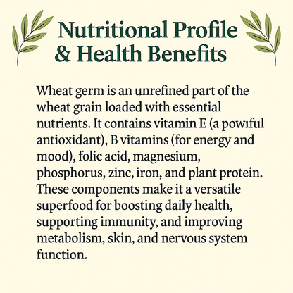 Wheat Germ, Natural Source of Vitamin E and Fiber, Non-GMO, Plant-Based, Vegan, Nutrient-Rich Whole Food Ingredient