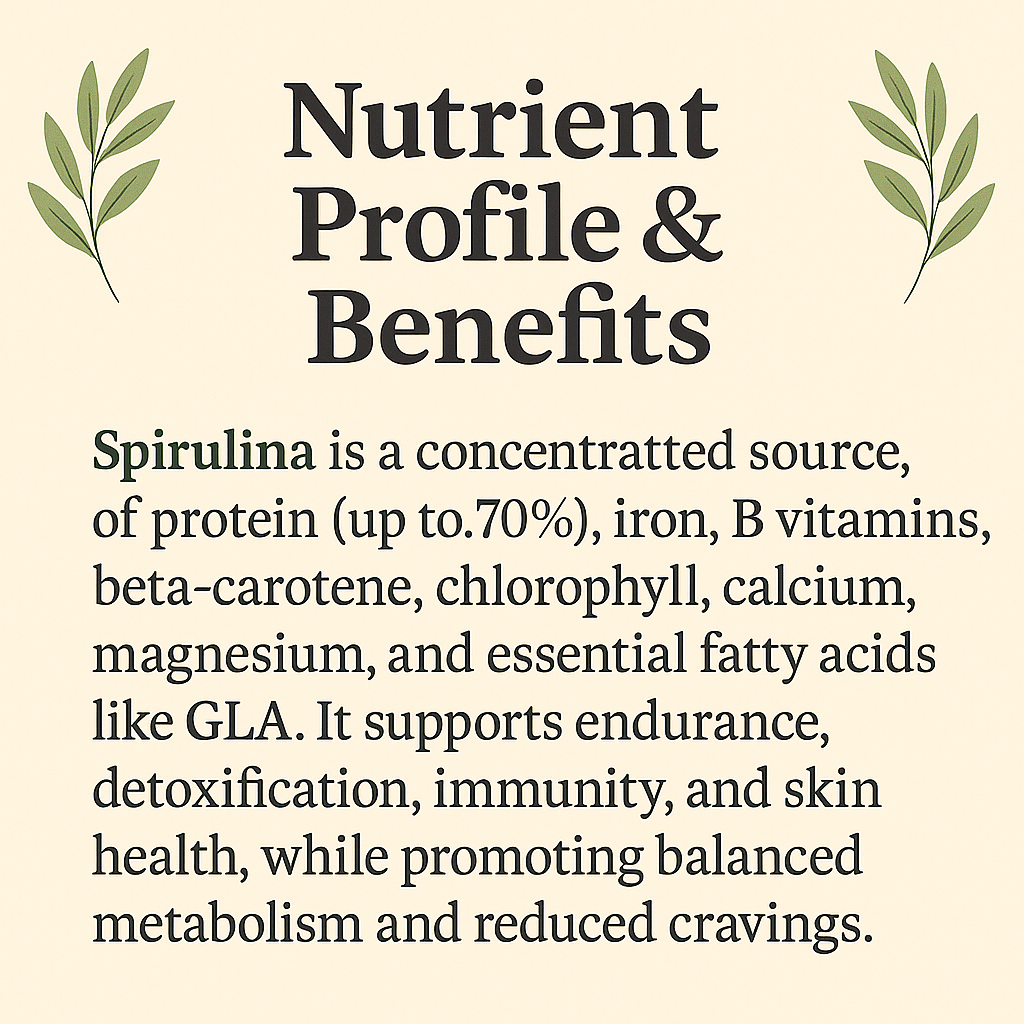 Organic Spirulina Powder, Vegan, Non-GMO, Raw Superfood, Natural Protein & Iron Source, Plant-Based Supplement