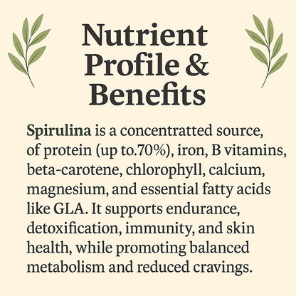 Organic Spirulina Powder, Vegan, Non-GMO, Raw Superfood, Natural Protein & Iron Source, Plant-Based Supplement