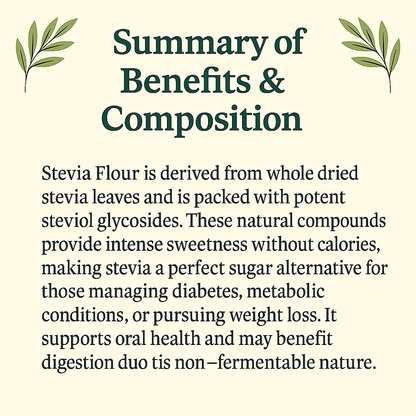 Organic Stevia Powder, Vegan, Non-GMO, Natural Sweetener, Zero Calorie Sugar Alternative, Plant-Based Extract